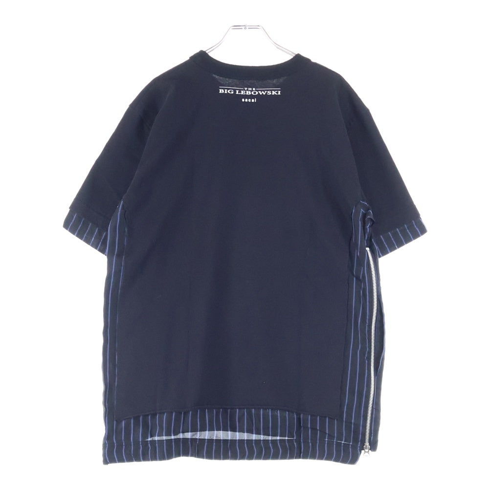 Sacai(サカイ) 20SS ×THE BIG LEBOWSKI STRIPE PULLOVER 20ー02441M ビッグリボウスキ ストライプ サイドジップ 切り替えカットソー ブラック