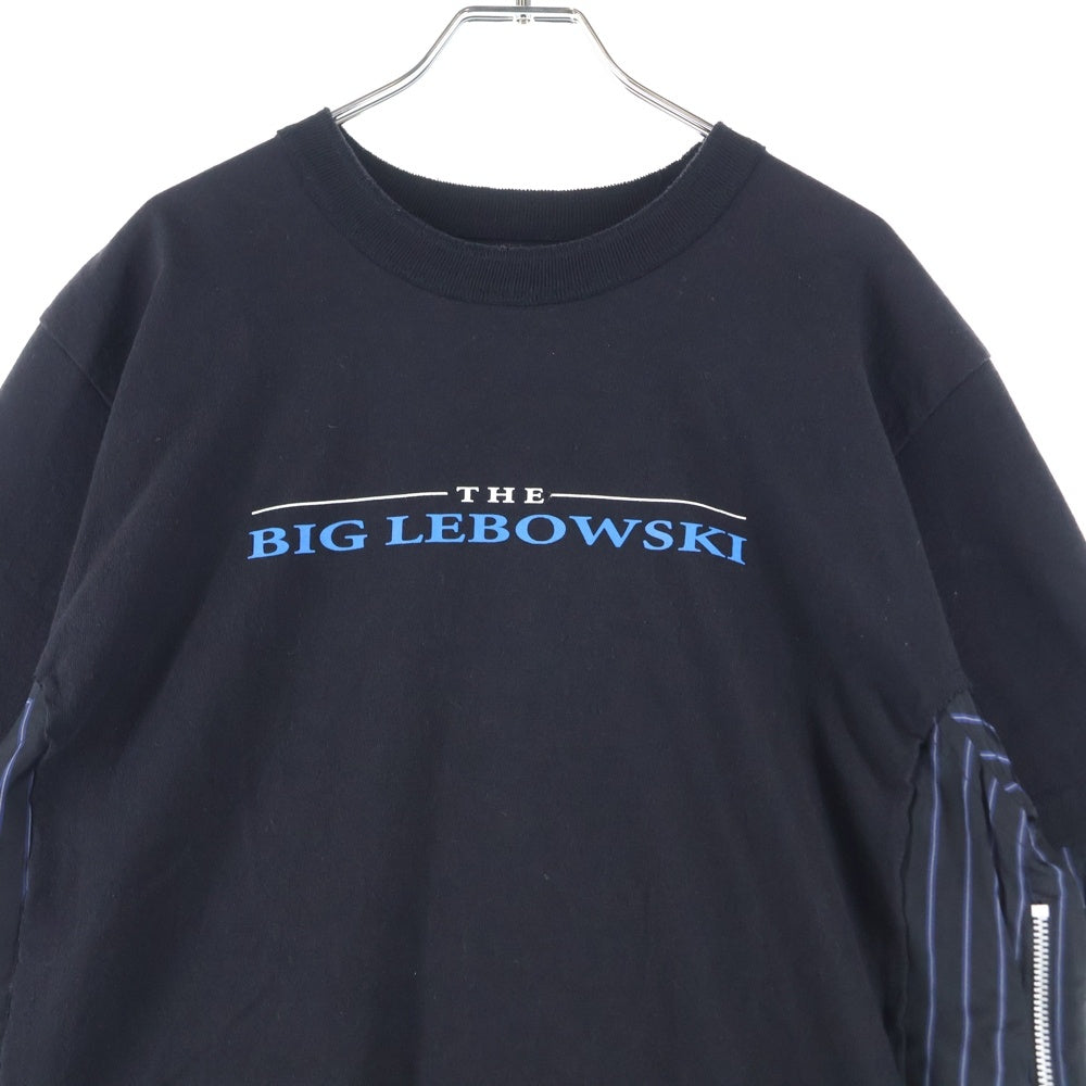 Sacai(サカイ) 20SS ×THE BIG LEBOWSKI STRIPE PULLOVER 20ー02441M ビッグリボウスキ ストライプ サイドジップ 切り替えカットソー ブラック