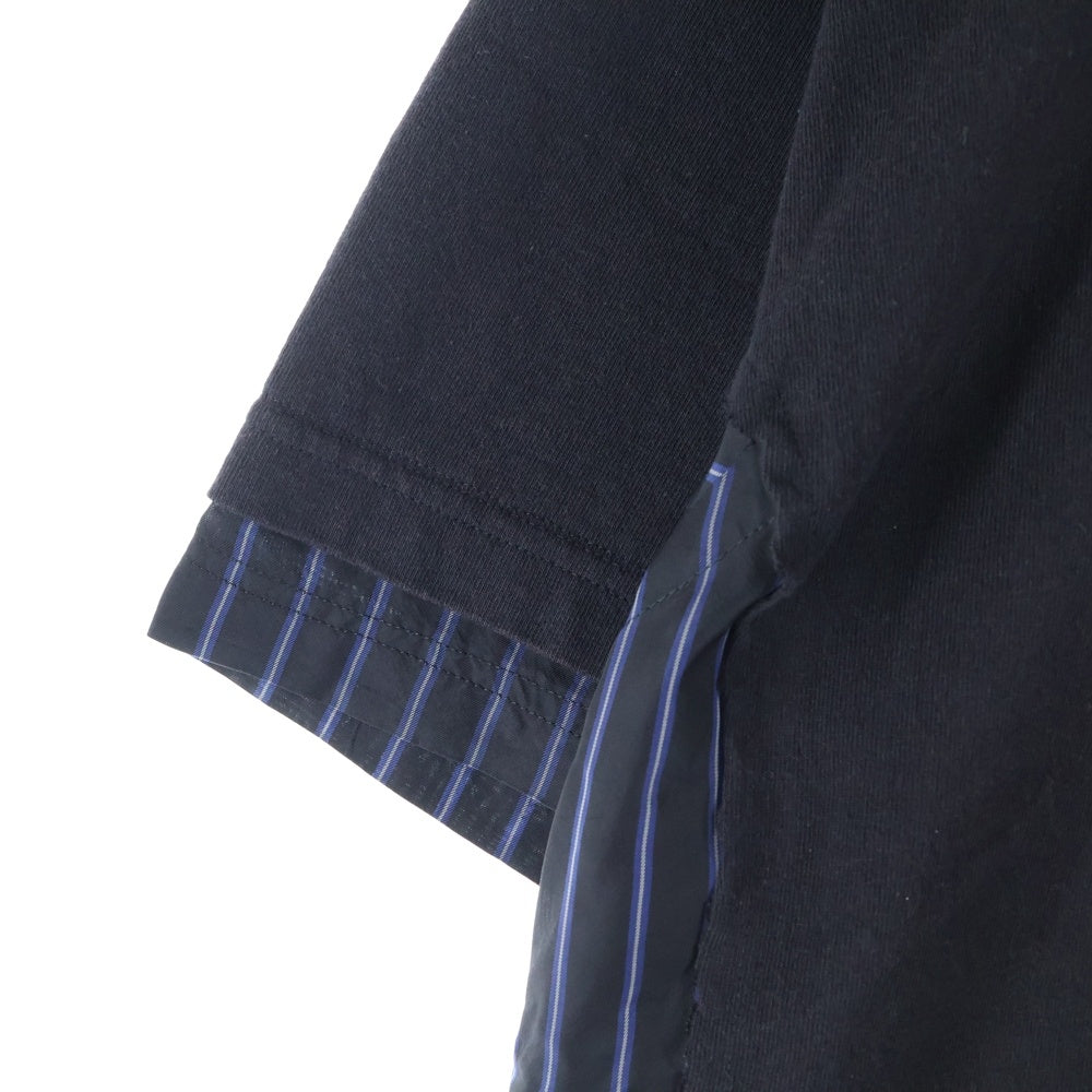 Sacai(サカイ) 20SS ×THE BIG LEBOWSKI STRIPE PULLOVER 20ー02441M ビッグリボウスキ ストライプ サイドジップ 切り替えカットソー ブラック