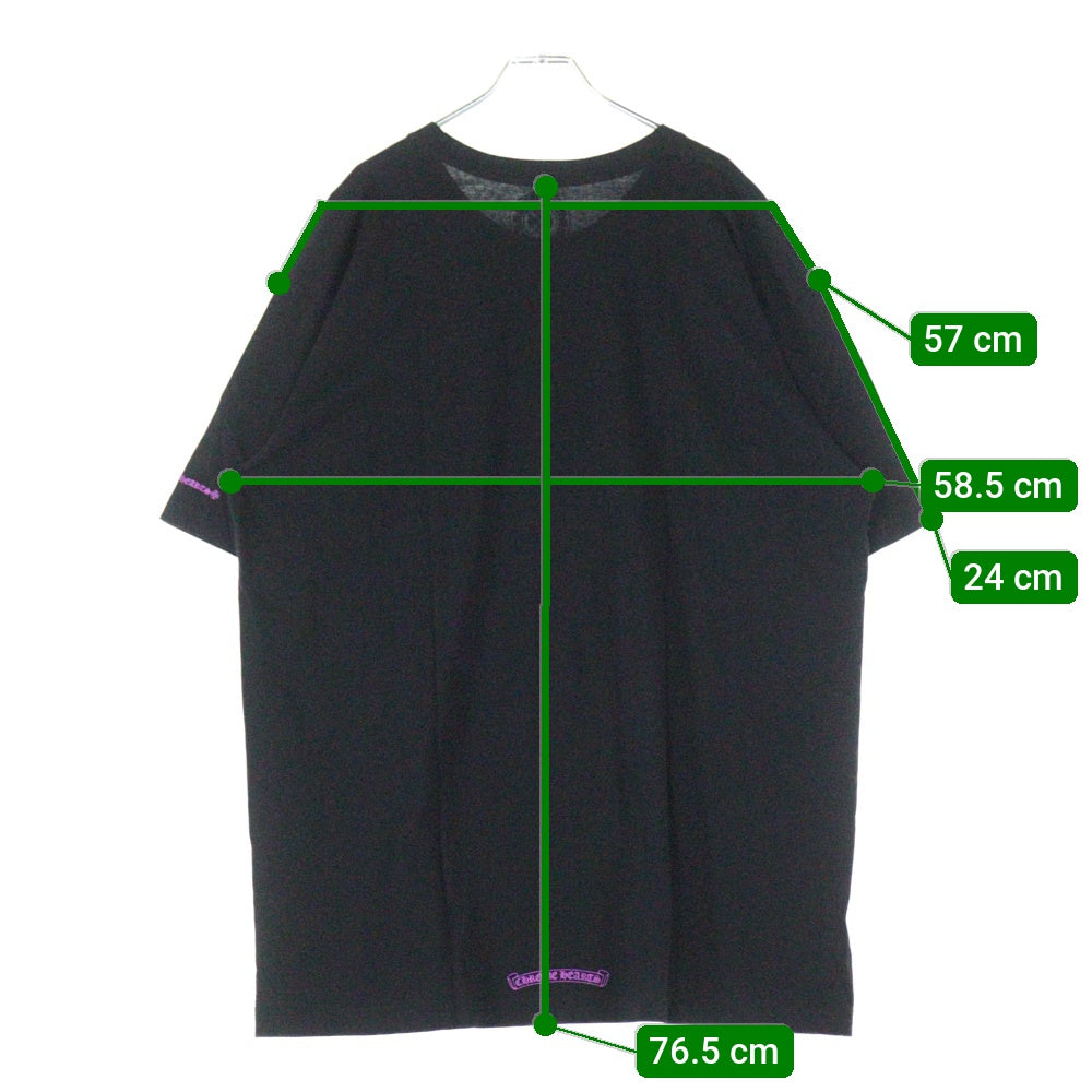 CHROME HEARTS(クロムハーツ) CH T SHRT ネックロゴ プリント 半袖 Tシャツ ブラック/パープル