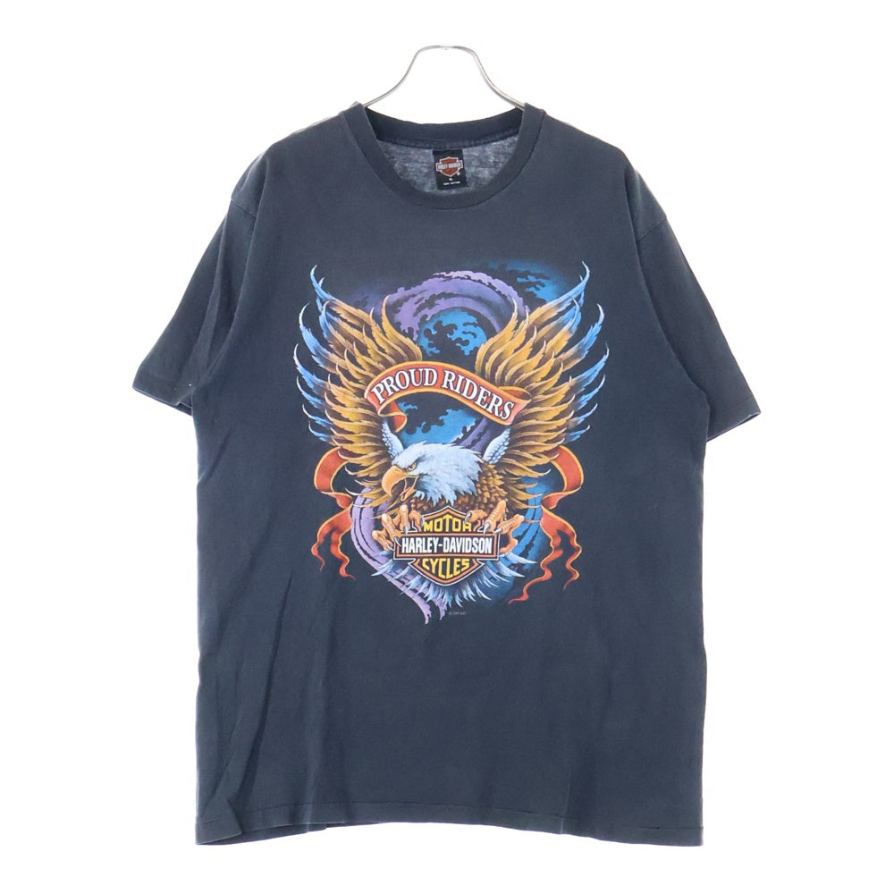 HARLEY DAVIDSON(ハーレーダビッドソン) 90s VINTAGE PROUD RIDERS 両面プリント Tシャツ 半袖カットソー ブラック