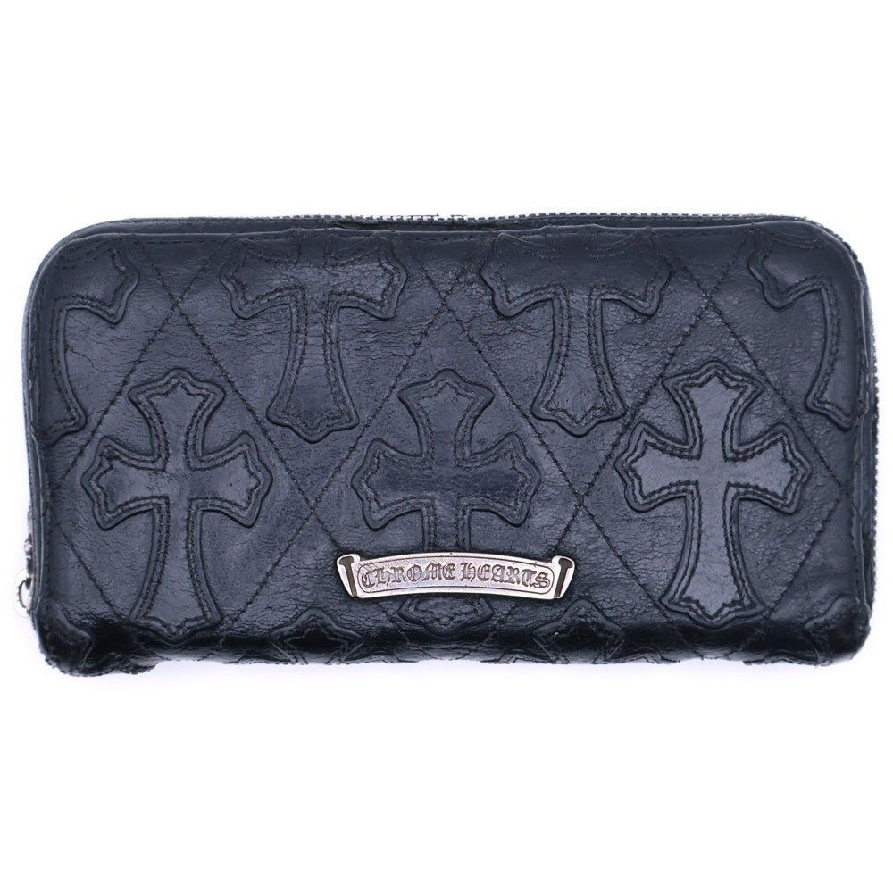 CHROME HEARTS(クロムハーツ) REC F ZIP QUILTED セメタリークロス キルティング レザー ウォレット 財布 ブラック