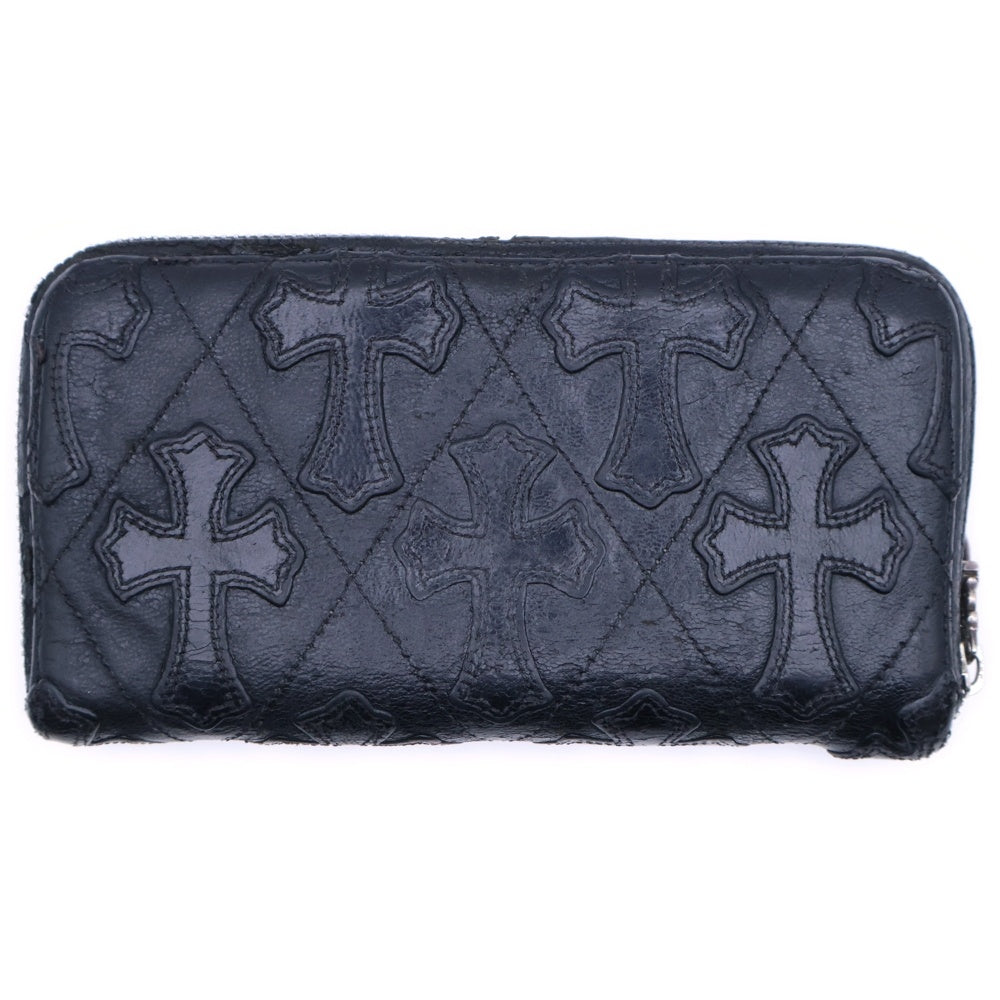 CHROME HEARTS(クロムハーツ) REC F ZIP QUILTED セメタリークロス キルティング レザー ウォレット 財布 ブラック
