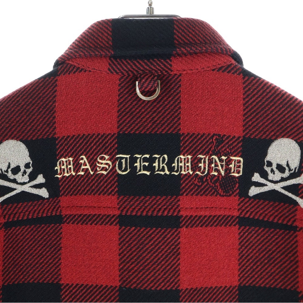 mastermind JAPAN(マスターマインドジャパン) 12AW neworder期 バッファローチェック スカル刺繍 CPOジャケット レッド
