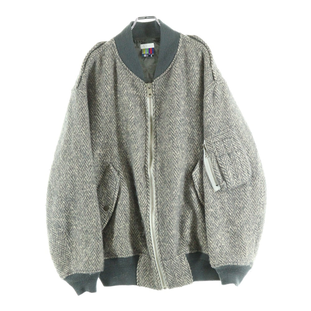 FACETASM(ファセッタズム) ヘリンボーン ウール MA-1 ボンバージャケット グレー HT-JK-U01