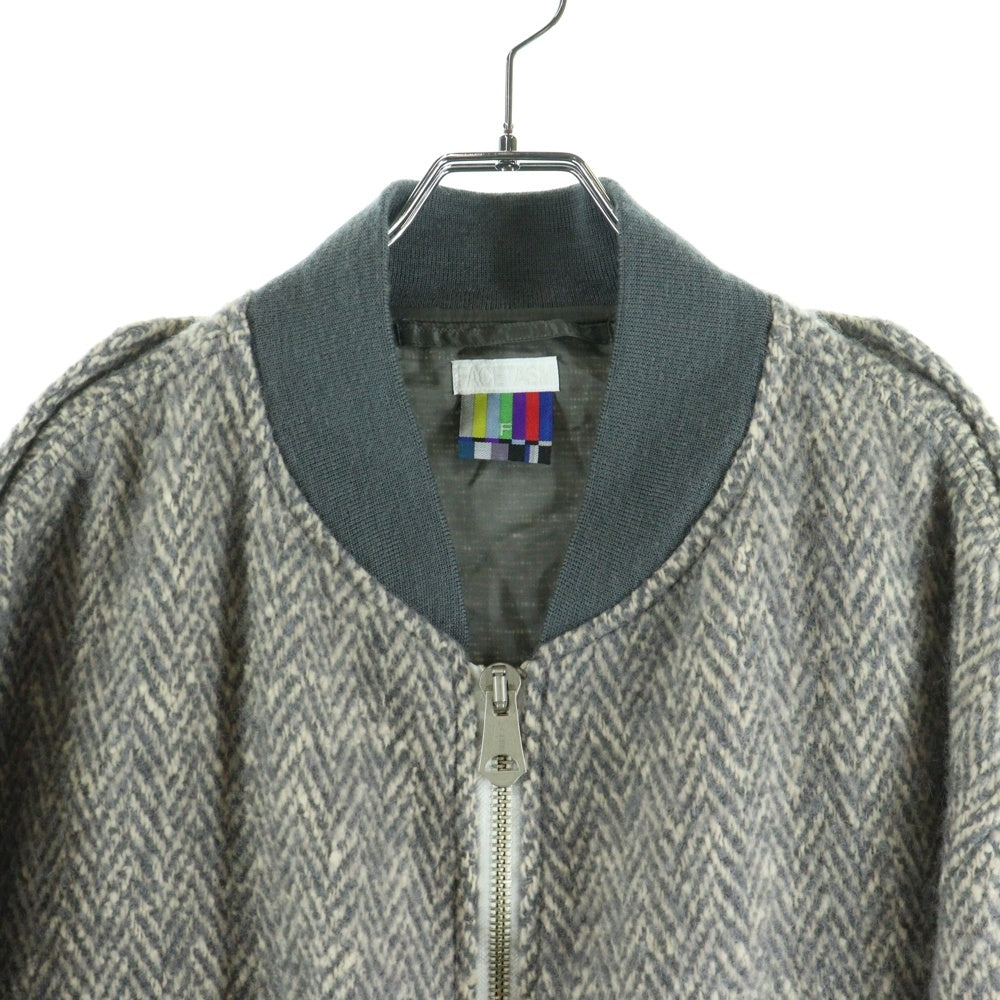 FACETASM(ファセッタズム) ヘリンボーン ウール MA-1 ボンバージャケット グレー HT-JK-U01