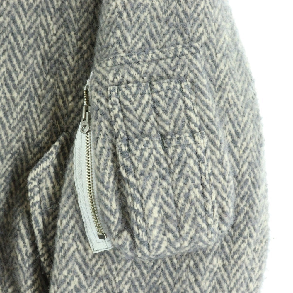 FACETASM(ファセッタズム) ヘリンボーン ウール MA-1 ボンバージャケット グレー HT-JK-U01