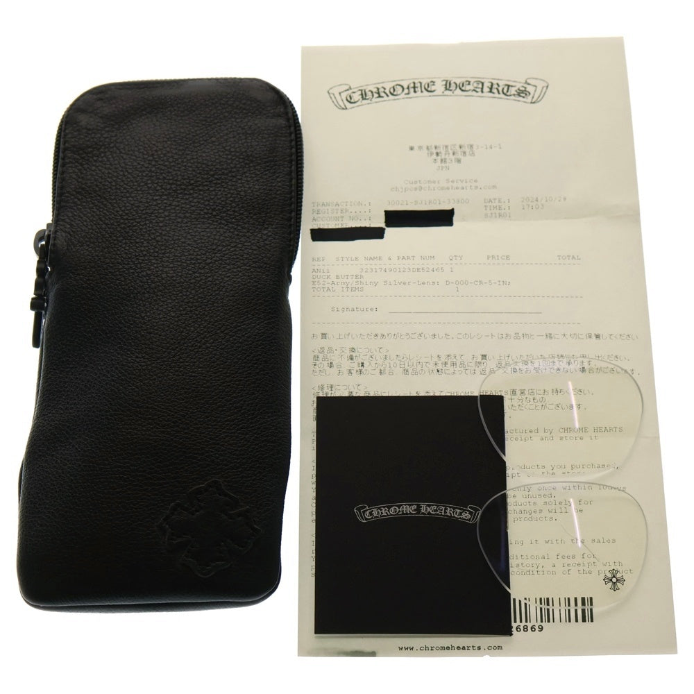 CHROME HEARTS(クロムハーツ) DUCK BUTTER ダガーテンプルウェリントンサングラス 眼鏡 オリーブ/シルバー