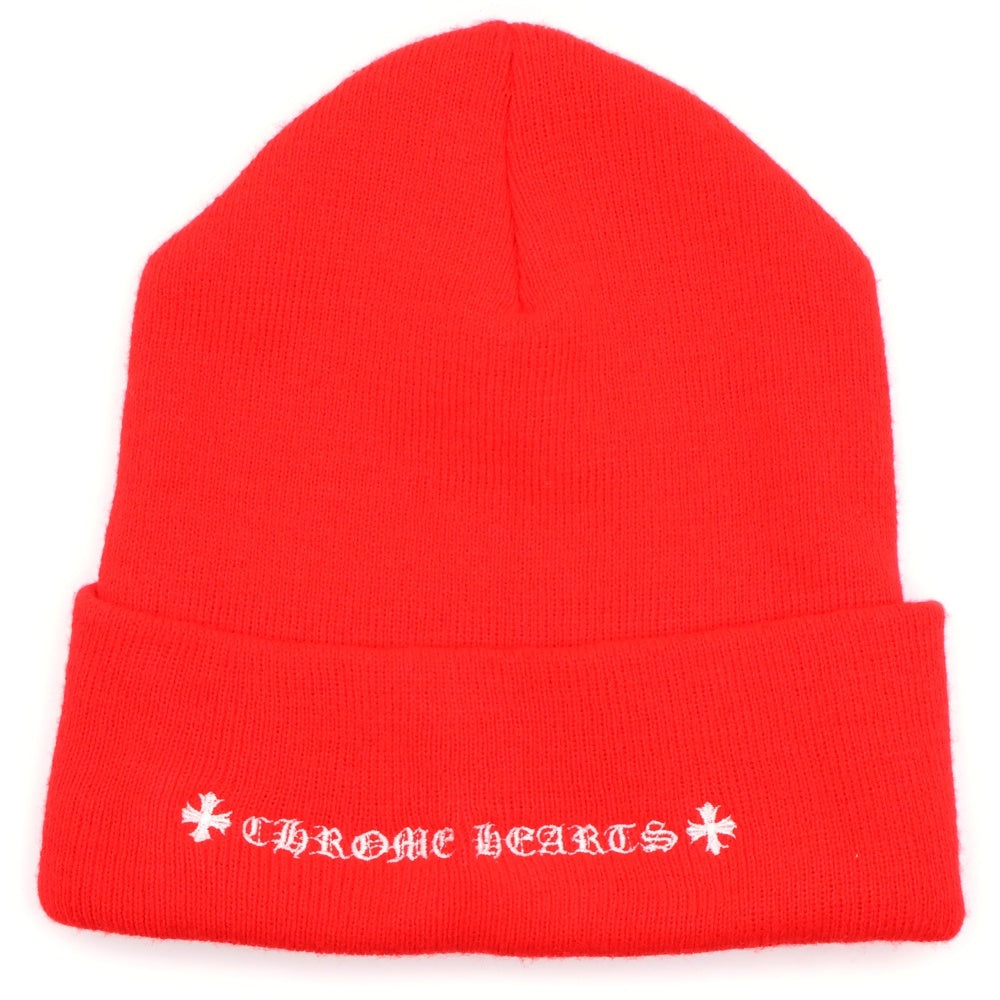 CHROME HEARTS(クロムハーツ) セメタリークロス 刺繍 ニットキャップ レッド