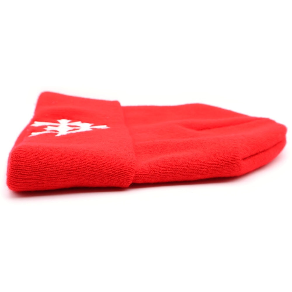 CHROME HEARTS(クロムハーツ) セメタリークロス 刺繍 ニットキャップ レッド