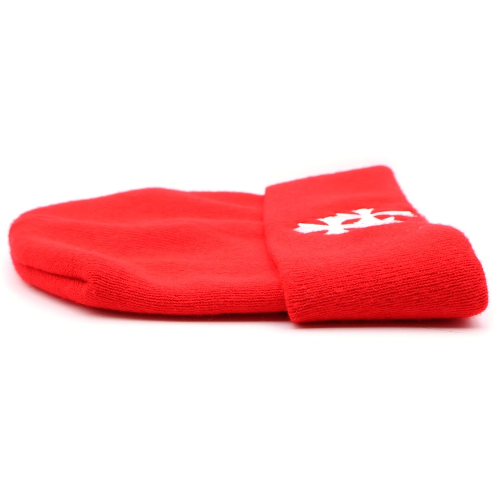 CHROME HEARTS(クロムハーツ) セメタリークロス 刺繍 ニットキャップ レッド