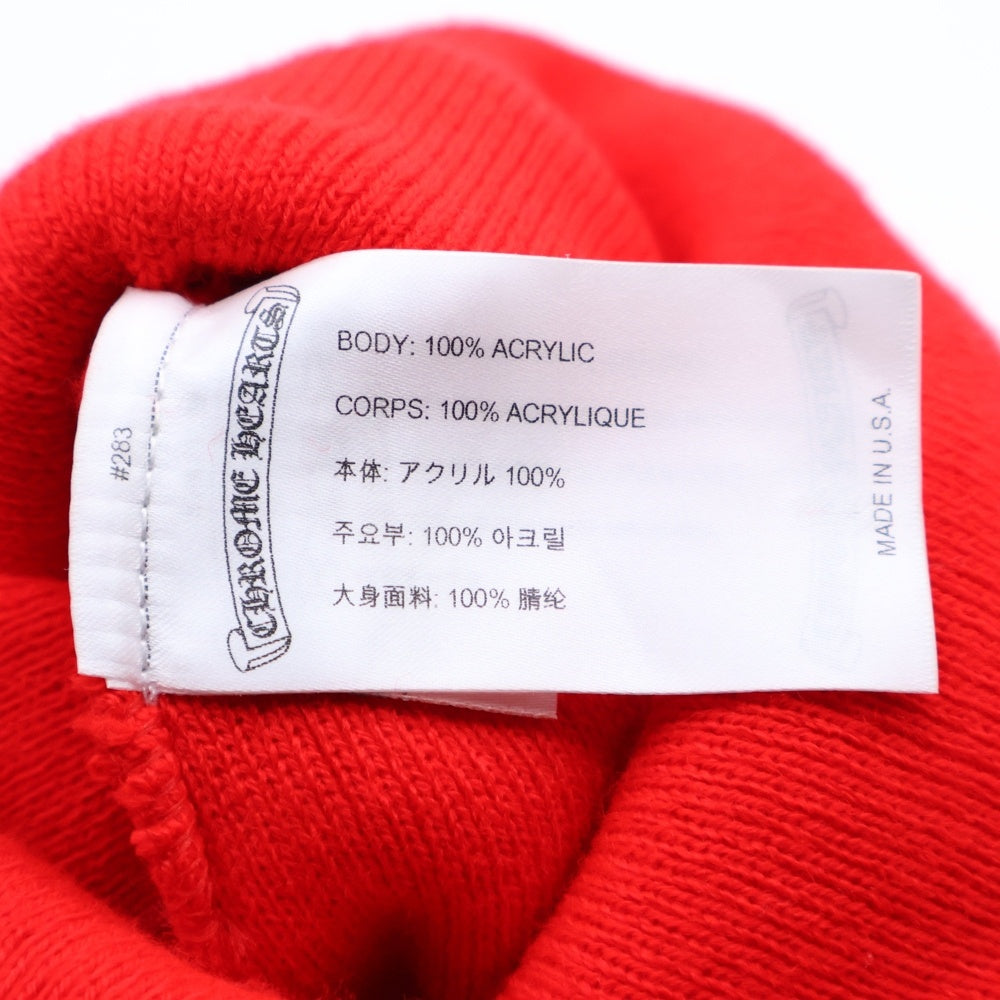 CHROME HEARTS(クロムハーツ) セメタリークロス 刺繍 ニットキャップ レッド