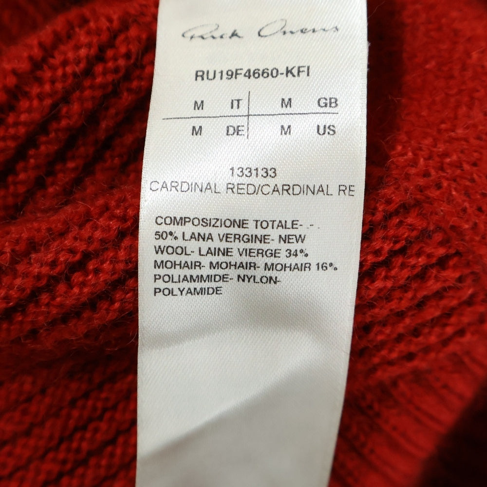 Rick Owens(リックオウエンス) 19AW New Wool Fisherman Round Neck Sweater ラウンドネック ウール ニット セーター レッド RU19F4660-KFI