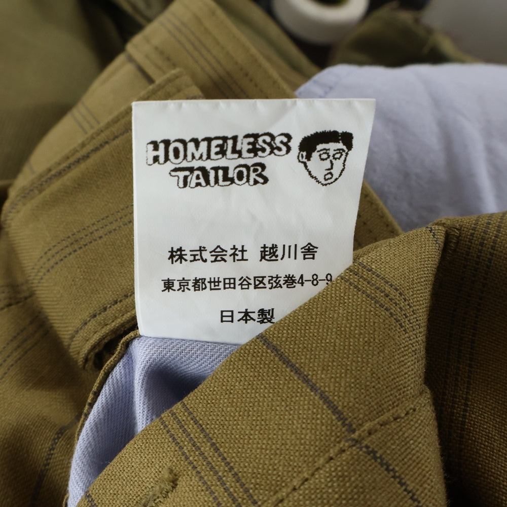 HOMELESS TAILOR(ホームレステイラー) COMMER SLACKS HTK-21A-014 ストライプ 2タック スラックス カーキ