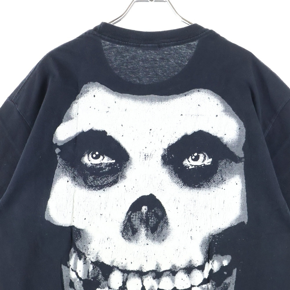VINTAGE(ヴィンテージ) 90s MISFITS SKULL GREEN TEXT INVADE ミスフィッツ ビックフェイス 両面プリント Tシャツ 半袖カットソー ブラック
