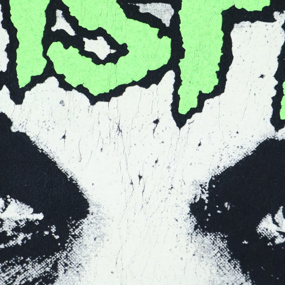 VINTAGE(ヴィンテージ) 90s MISFITS SKULL GREEN TEXT INVADE ミスフィッツ ビックフェイス 両面プリント Tシャツ 半袖カットソー ブラック