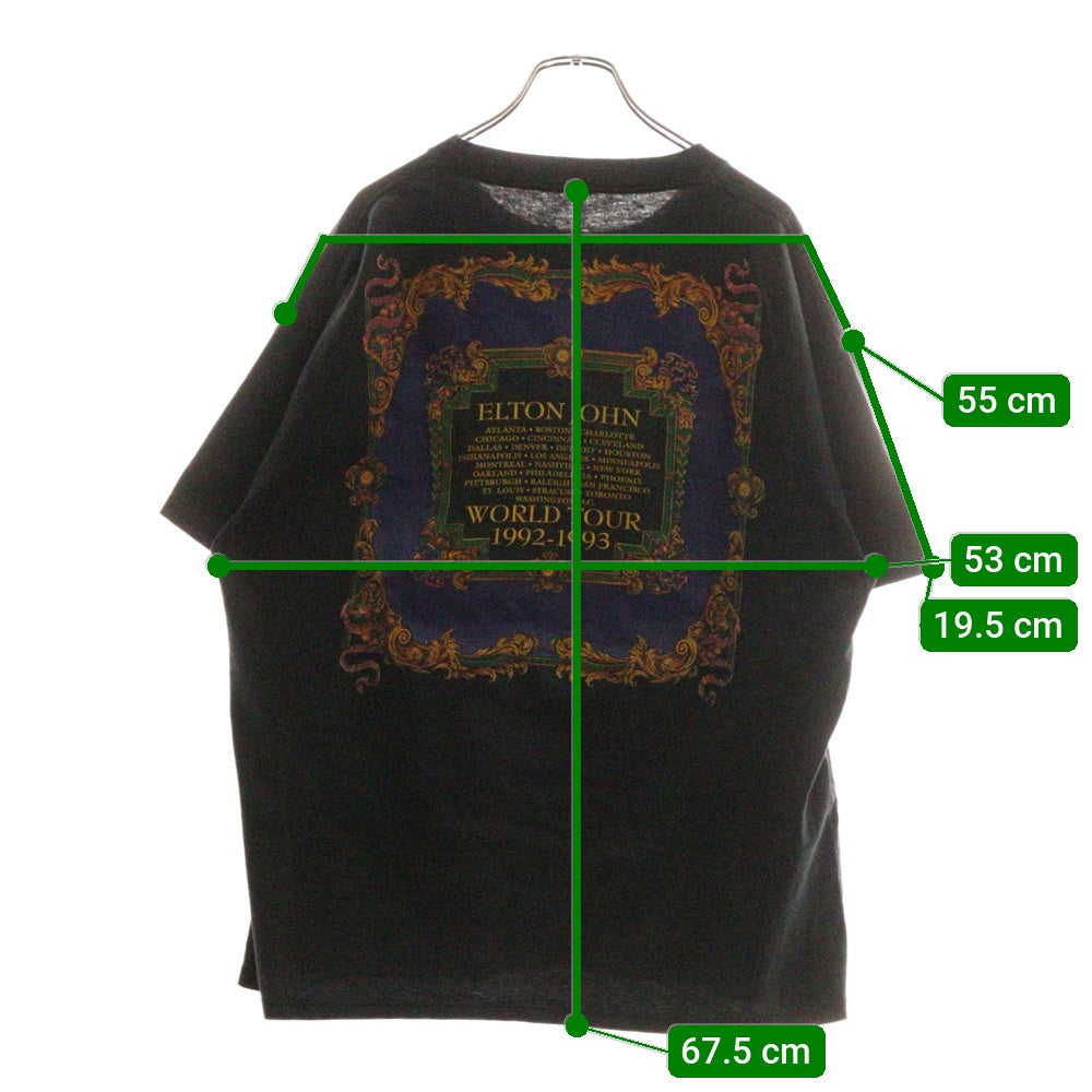 VINTAGE(ヴィンテージ) 90s ELTONJOHN WORLD TOUR 1992-1993 エルトン ジョン 半袖Tシャツ カットソー ブラック