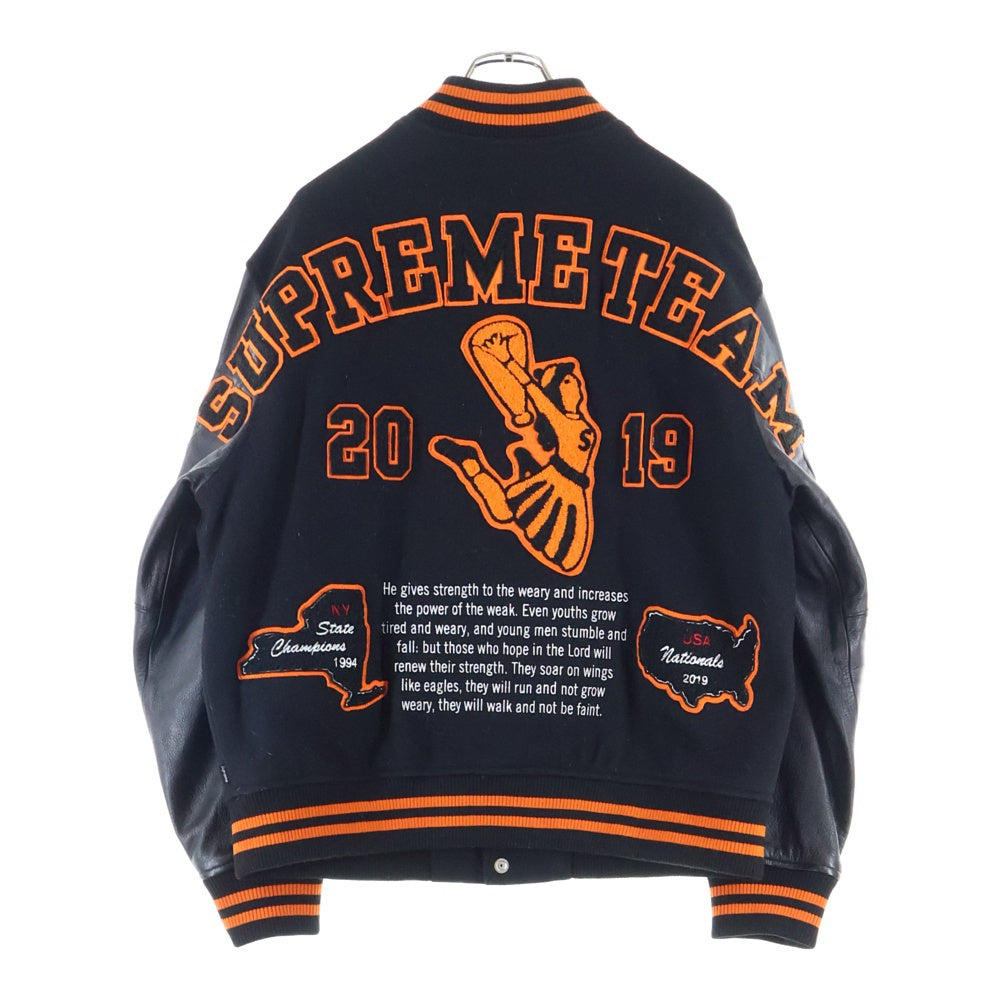 SUPREME(シュプリーム) 19AW Team Varsity Jacket ワッペン チーム ヴァーシティ スタジアム ジャケット ブラック