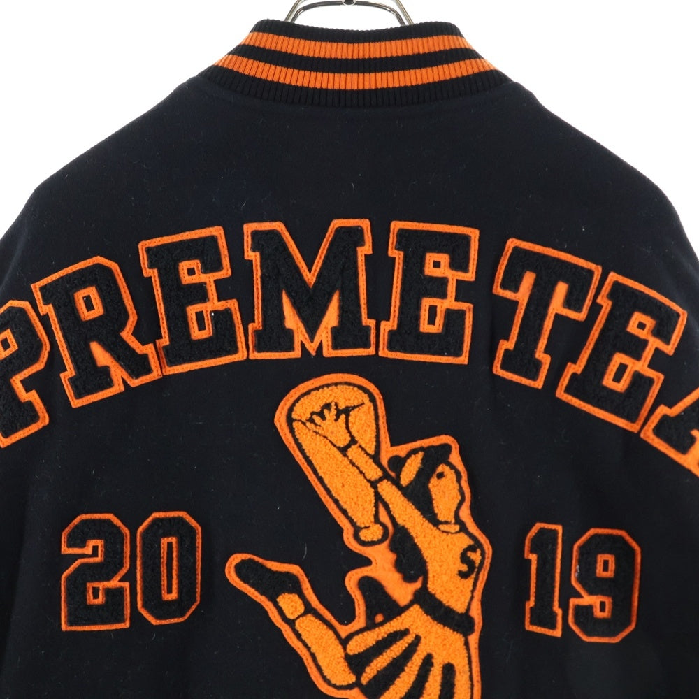 SUPREME(シュプリーム) 19AW Team Varsity Jacket ワッペン チーム ヴァーシティ スタジアム ジャケット ブラック