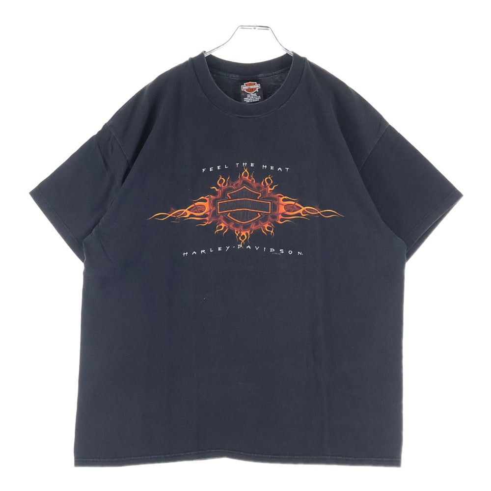 HARLEY DAVIDSON(ハーレーダビッドソン) 90s VINTAGE FEEL THE HEAT REIMANS 両面プリント Tシャツ 半袖カットソー ブラック