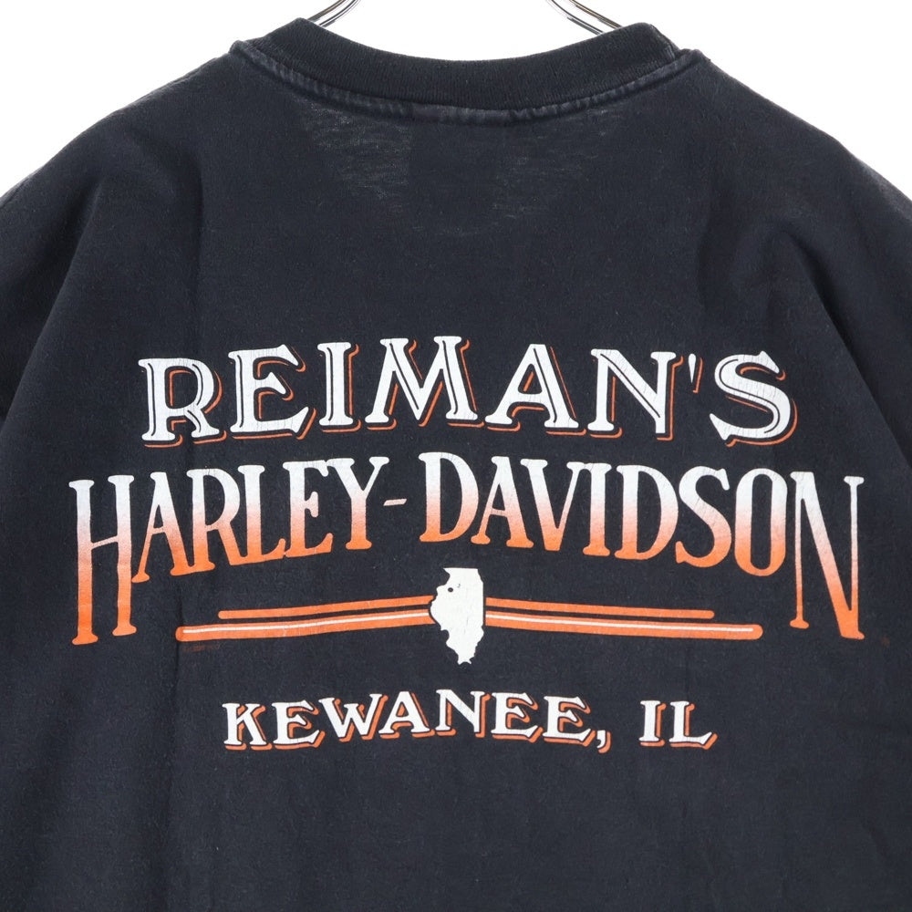 HARLEY DAVIDSON(ハーレーダビッドソン) 90s VINTAGE FEEL THE HEAT REIMANS 両面プリント Tシャツ 半袖カットソー ブラック
