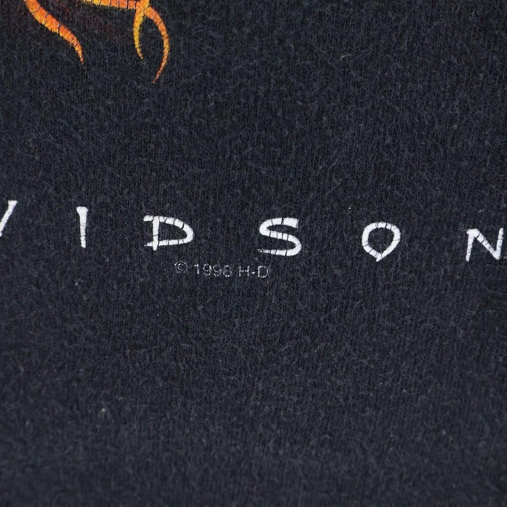 HARLEY DAVIDSON(ハーレーダビッドソン) 90s VINTAGE FEEL THE HEAT REIMANS 両面プリント Tシャツ 半袖カットソー ブラック