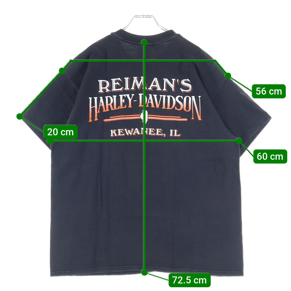 HARLEY DAVIDSON(ハーレーダビッドソン) 90s VINTAGE FEEL THE HEAT REIMANS 両面プリント Tシャツ 半袖カットソー ブラック