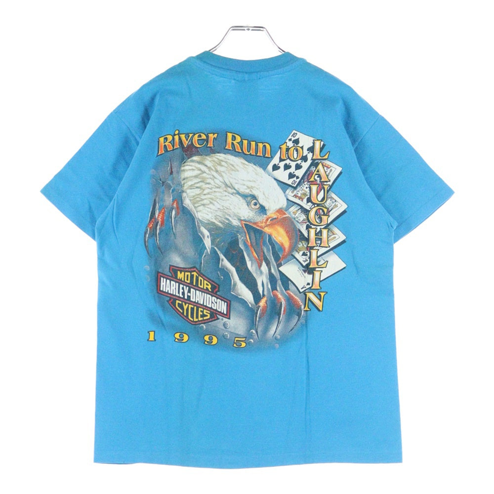 VINTAGE(ヴィンテージ) 90s Harley-Davidson RIVER RUN 1995 ハーレーダビッドソン プリント 半袖tシャツ ブルー