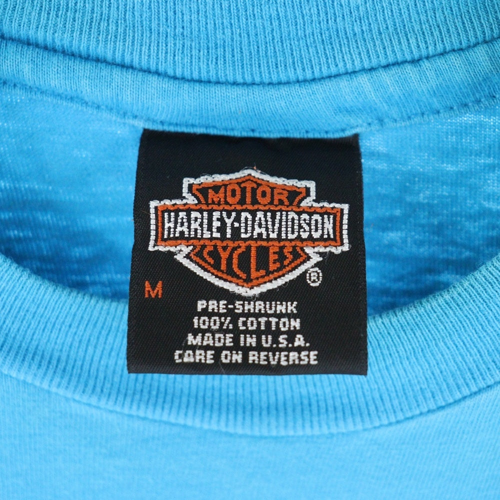 VINTAGE(ヴィンテージ) 90s Harley-Davidson RIVER RUN 1995 ハーレーダビッドソン プリント 半袖tシャツ ブルー