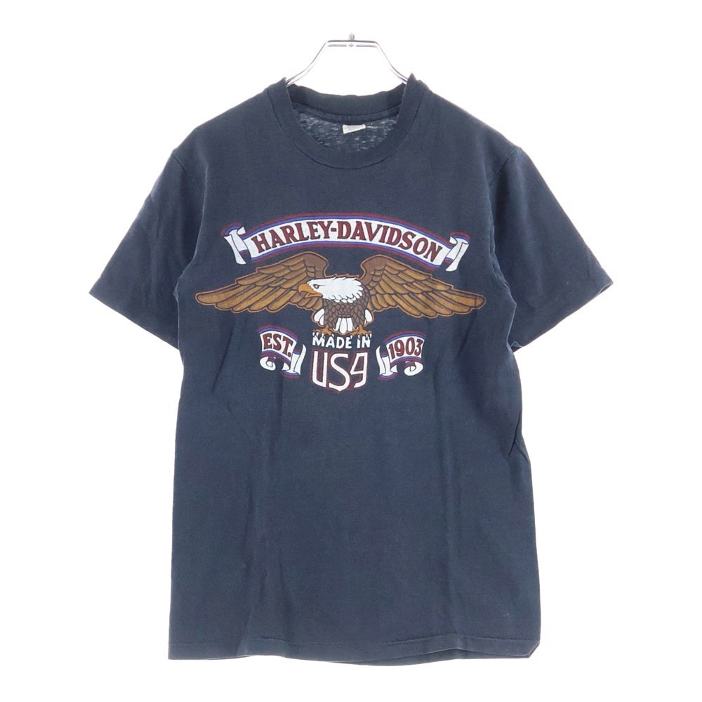 VINTAGE(ヴィンテージ) 70s Harley-Davidson OF WESTMINSTER ハーレーダビッドソン プリント 半袖tシャツ ブラック