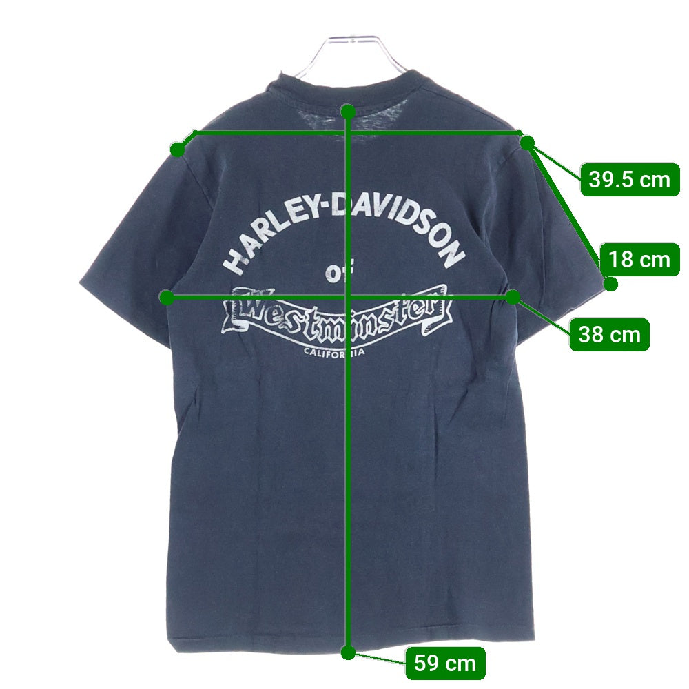 VINTAGE(ヴィンテージ) 70s Harley-Davidson OF WESTMINSTER ハーレーダビッドソン プリント 半袖tシャツ ブラック