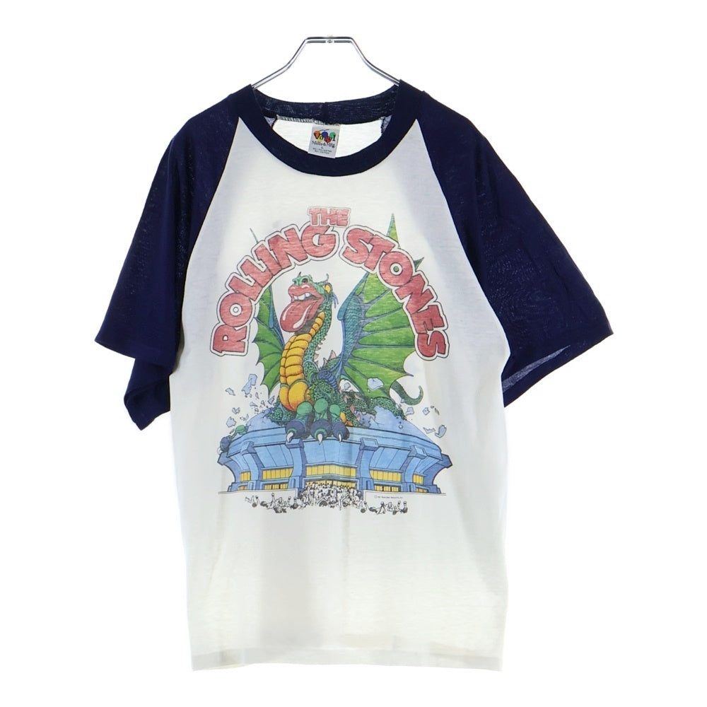 VINTAGE(ヴィンテージ) 80S THE ROLLING STONES 1981 TOUR ローリングストーンズ 両面プリント ラグランスリーブ Tシャツ ネイビー