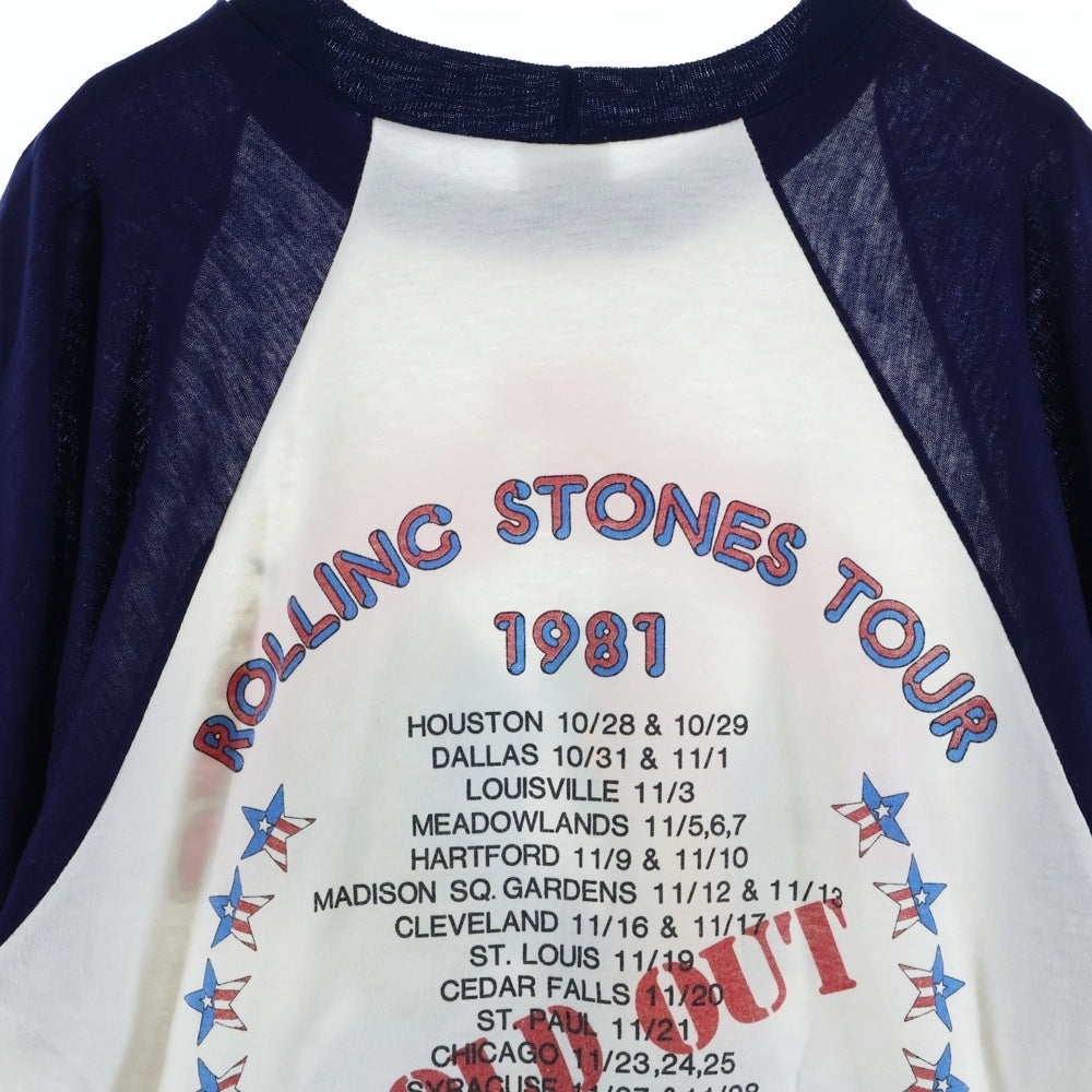 VINTAGE(ヴィンテージ) 80S THE ROLLING STONES 1981 TOUR ローリングストーンズ 両面プリント ラグランスリーブ Tシャツ ネイビー