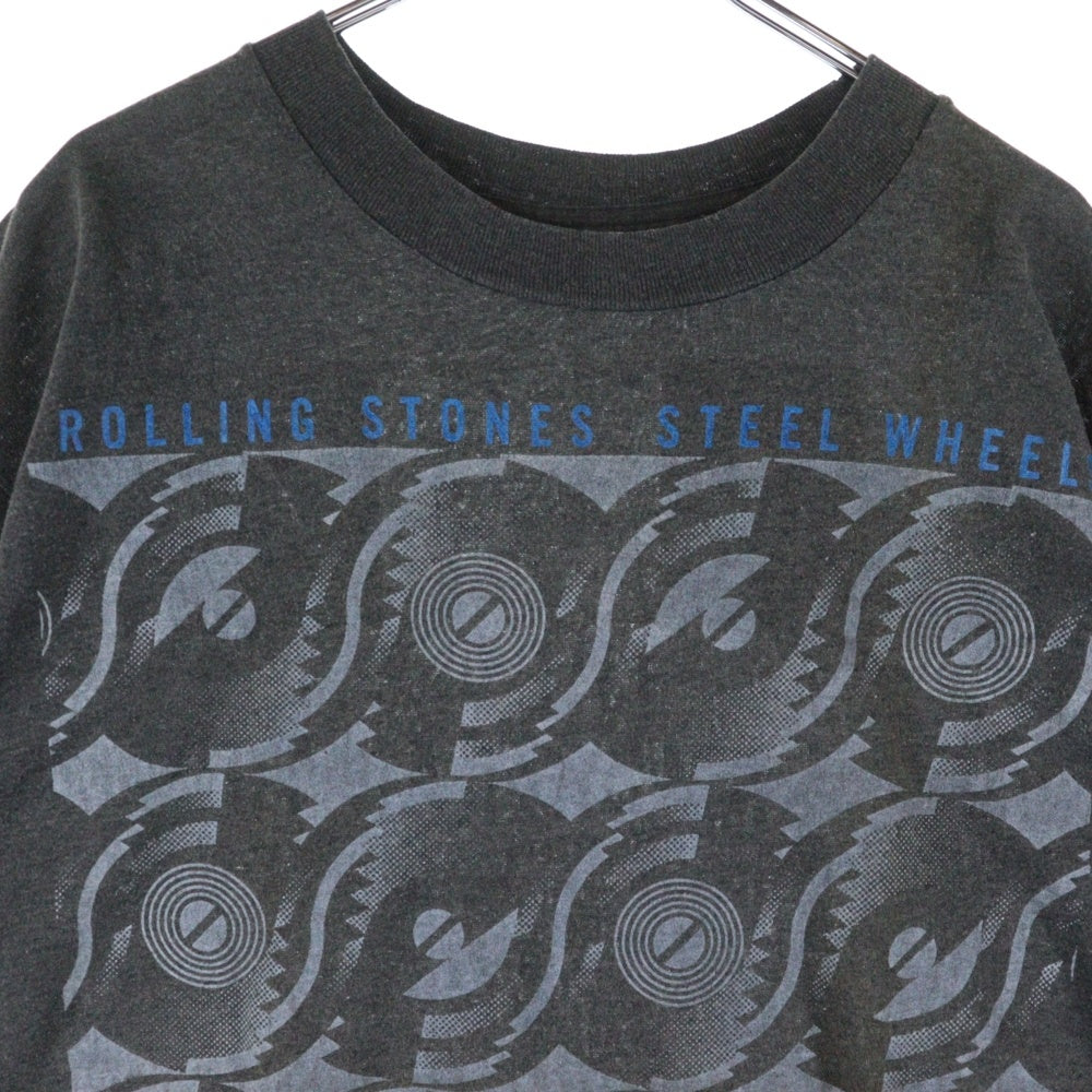 VINTAGE(ヴィンテージ) 80S THE ROLLING STONES STEEL WHEELS ザローリングストーンズ プリント 半袖Tシャツ カットソー ブラック