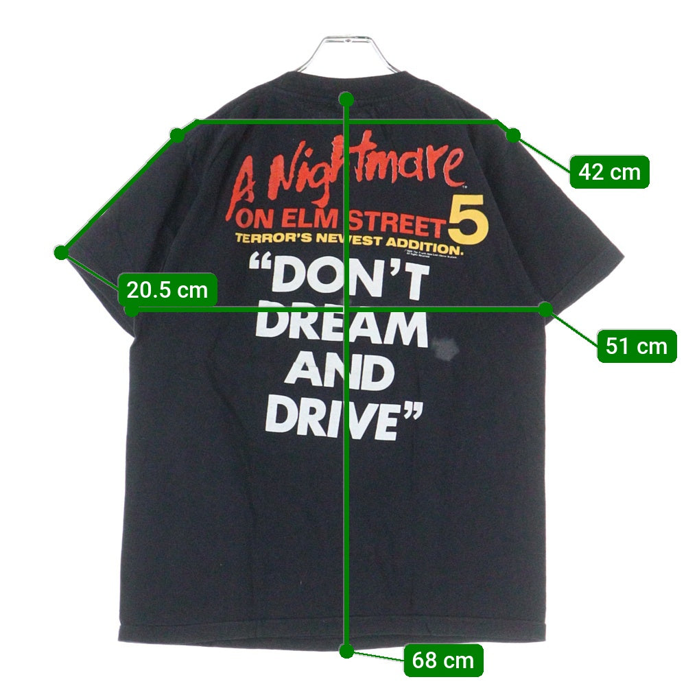 VINTAGE(ヴィンテージ) 80S Freddy Krueger 1989 エルム街の悪夢 両面プリント 半袖Tシャツ ブラック