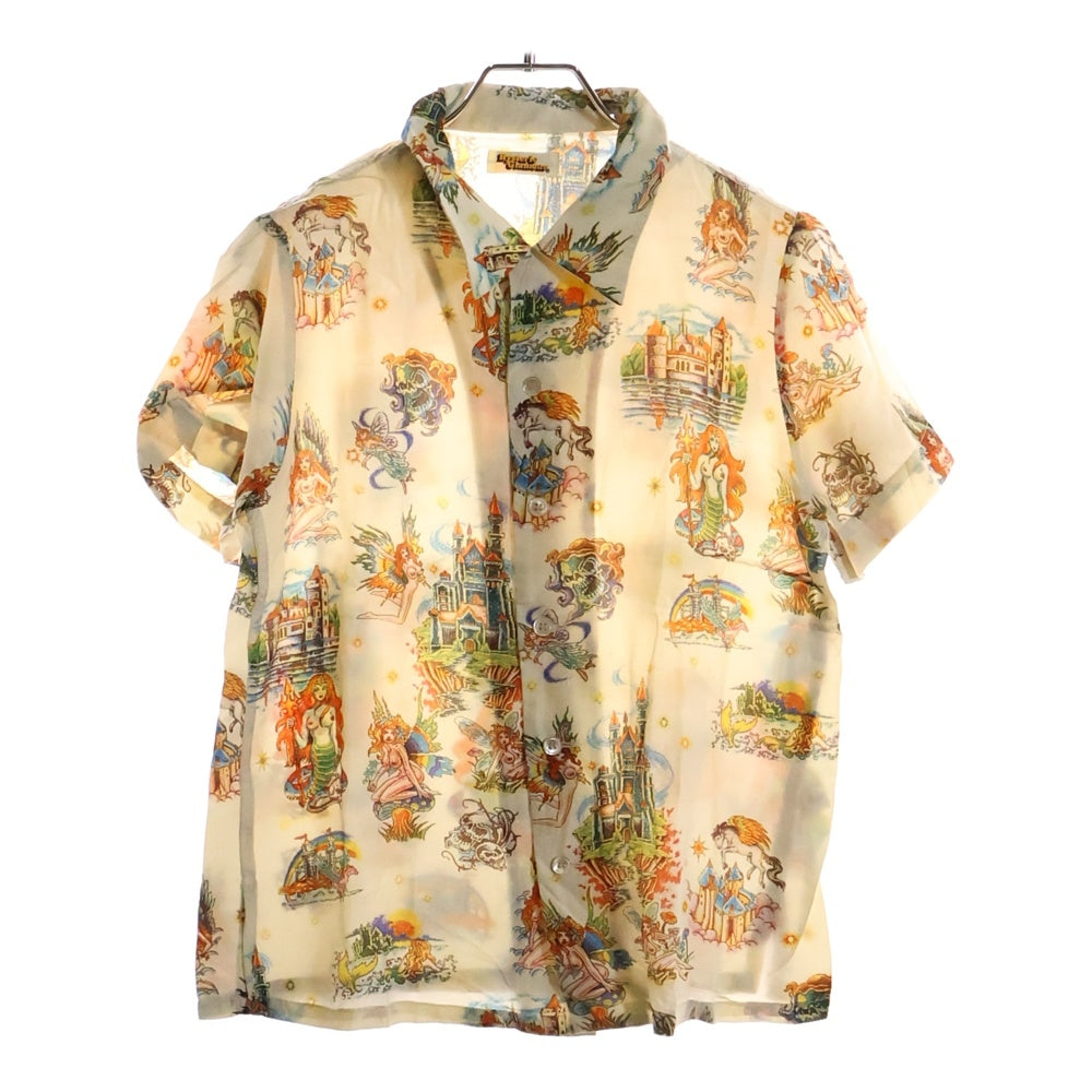 HYSTERIC GLAMOUR(ヒステリックグラマー) 90S 初期タグ グラフィックプリント レーヨン オープンカラー 半袖シャツ ホワイト