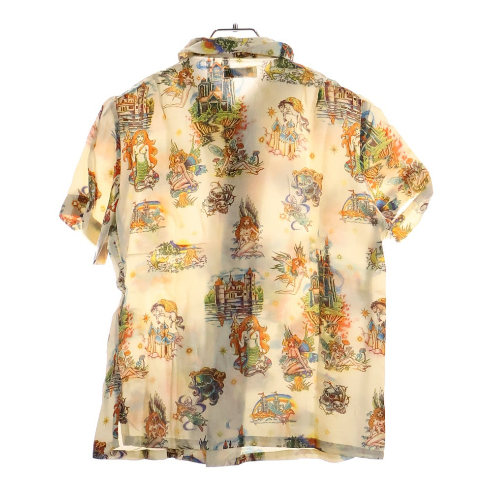 HYSTERIC GLAMOUR(ヒステリックグラマー) 90S 初期タグ グラフィックプリント レーヨン オープンカラー 半袖シャツ ホワイト