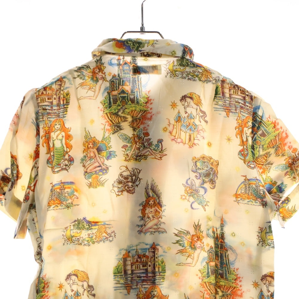 HYSTERIC GLAMOUR(ヒステリックグラマー) 90S 初期タグ グラフィックプリント レーヨン オープンカラー 半袖シャツ ホワイト