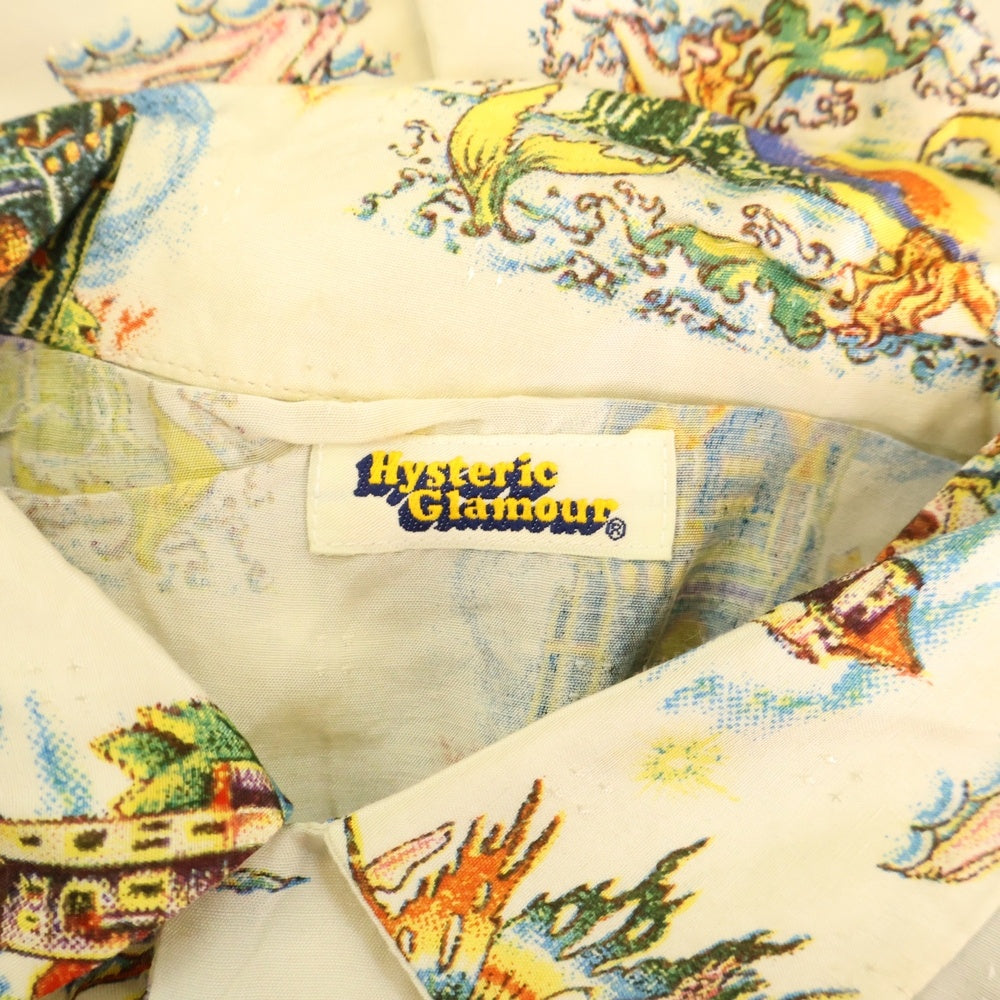 HYSTERIC GLAMOUR(ヒステリックグラマー) 90S 初期タグ グラフィックプリント レーヨン オープンカラー 半袖シャツ ホワイト