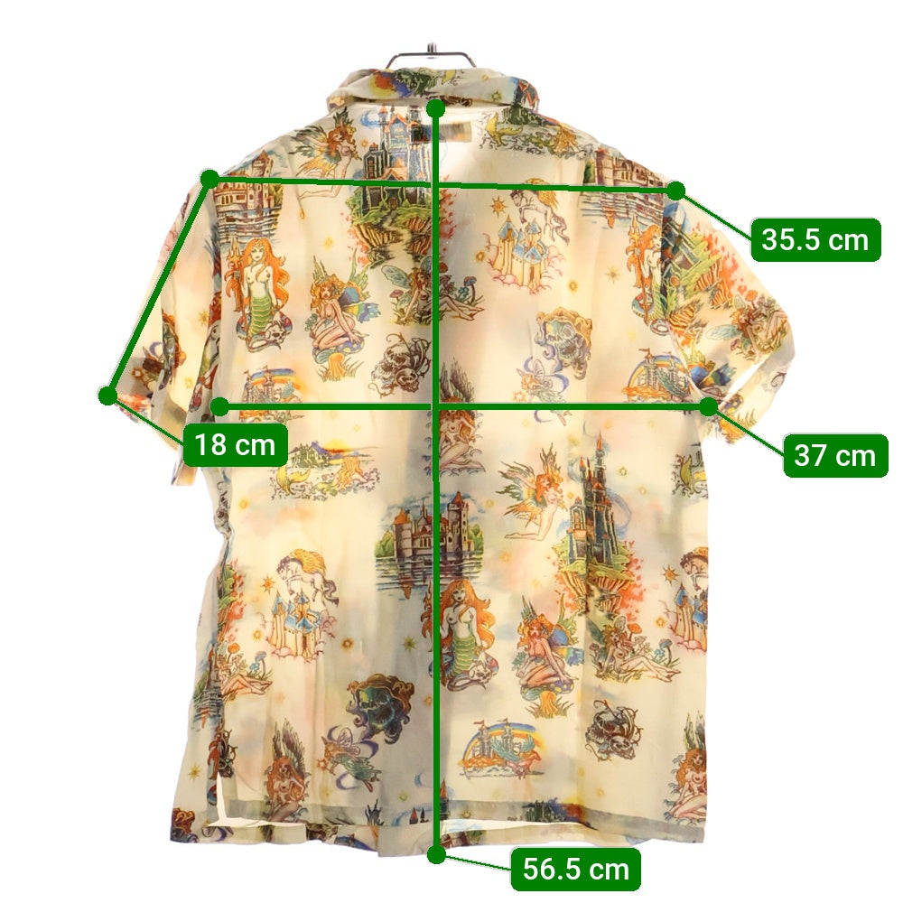 HYSTERIC GLAMOUR(ヒステリックグラマー) 90S 初期タグ グラフィックプリント レーヨン オープンカラー 半袖シャツ ホワイト