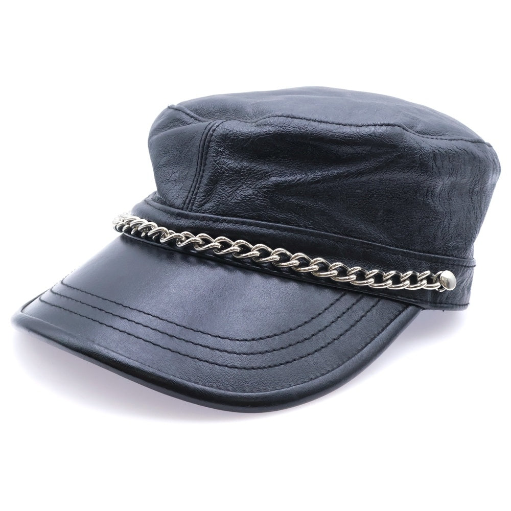 MARC JACOBS(マークジェイコブス) チェーン装飾 レザー キャスケット ブラック