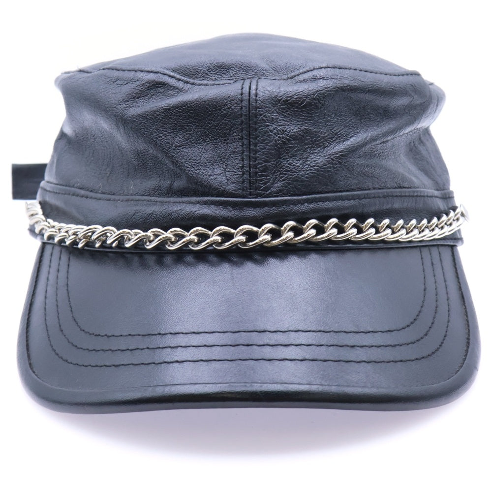 MARC JACOBS(マークジェイコブス) チェーン装飾 レザー キャスケット ブラック