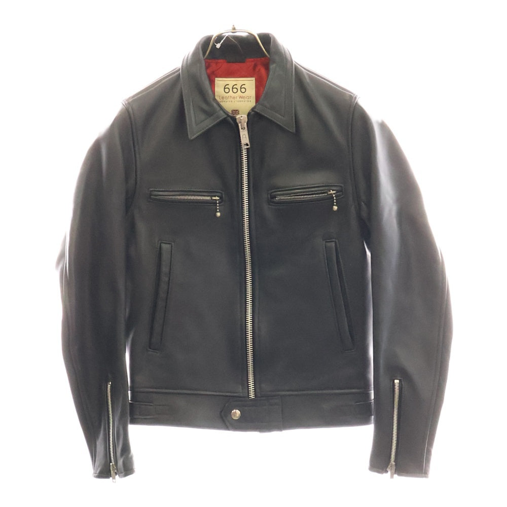 666 LEATHER WEAR(トリプルシックスレザーウェア) MAY WAY MAN ステアハイドシングルライダース レザージャケット ブラック