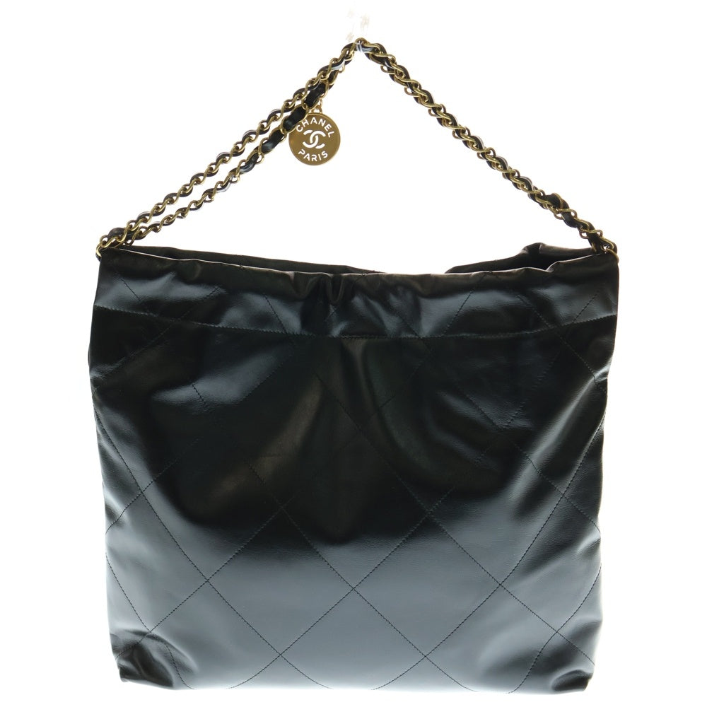 CHANEL(シャネル) シャネル22 ミディアム マトラッセ グリーン シャイニーカーフスキン ゴールド金具 ショルダーバッグ 斜め掛けバッグ