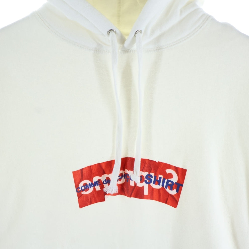 SUPREME(シュプリーム) 17SS Comme Des Garcons SHIRT Box Logo Hooded Sweatshirt コムデギャルソン ボックスロゴ プルオーバースウェットパーカー フーディー ホワイト