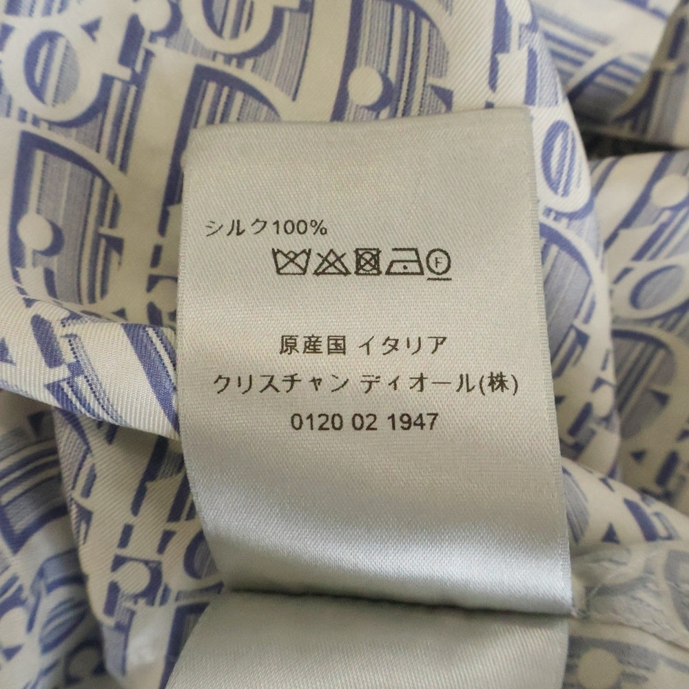 DIOR(ディオール) オブリーク総柄 半袖シルクシャツ ブルー/ホワイト 193C545A5872