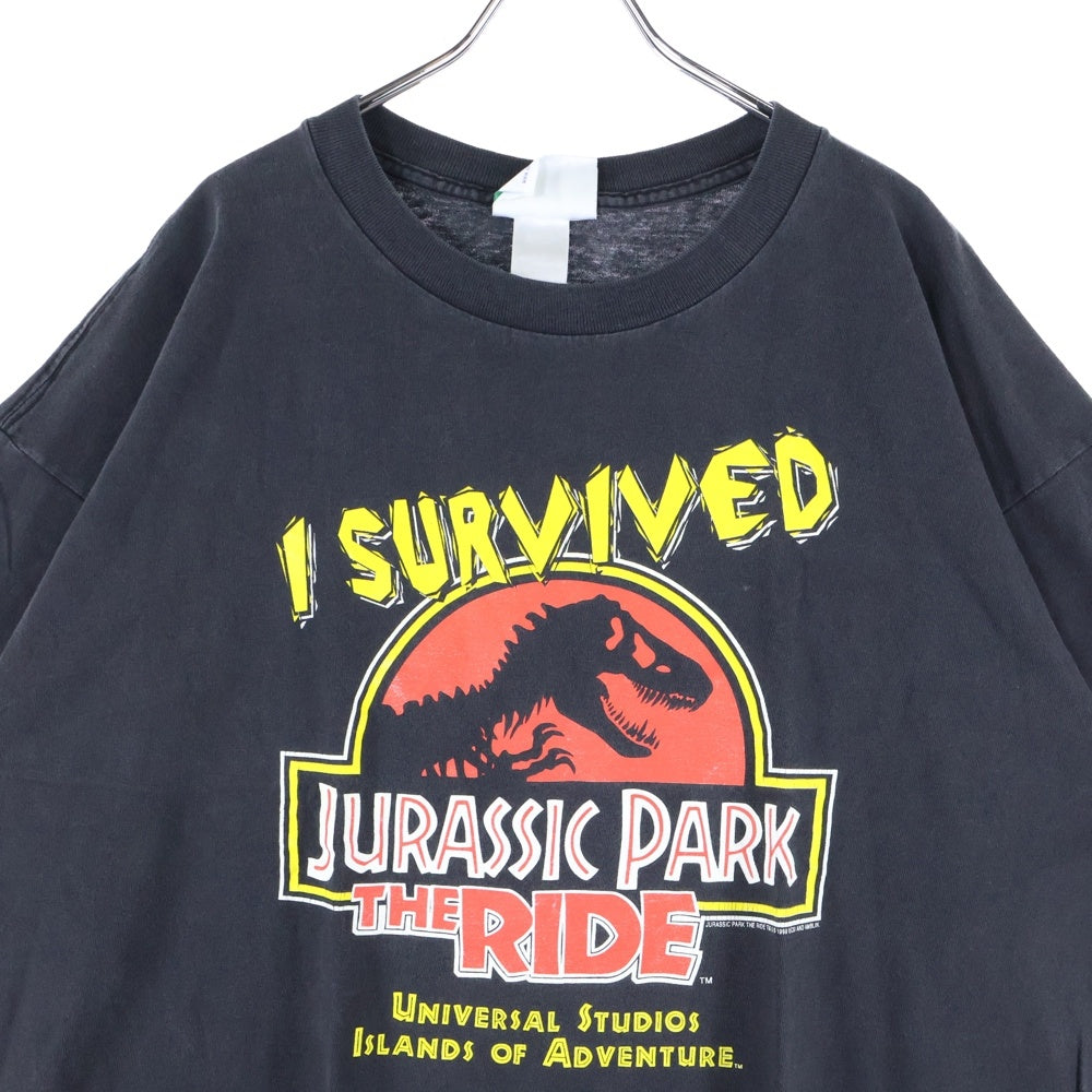 VINTAGE(ヴィンテージ) 00s JURASSIC PARK THE RIDE UNIVERSAL STUDIOS ジュラシックパーク Tシャツ 半袖カットソー ブラック