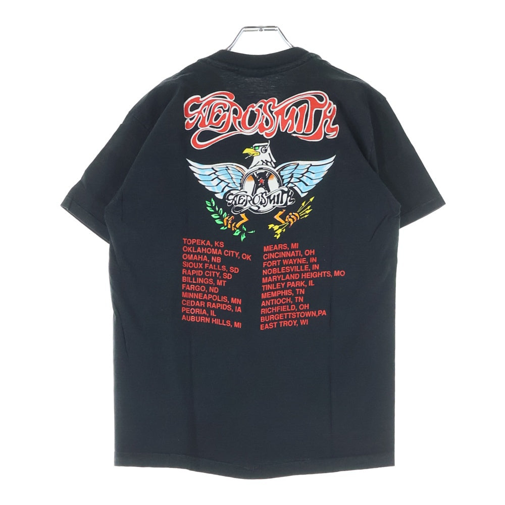 VINTAGE(ヴィンテージ) 90s AEROSMITH AERO FORCE ONE エアロスミス 両面プリント Tシャツ 半袖カットソー ブラック