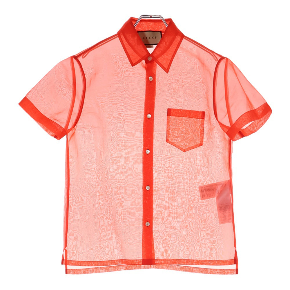 GUCCI(グッチ) See through Regular Collar short sleeve shirt 759330 ZAOKU シースルー レギュラーカラー 半袖シャツ レッド