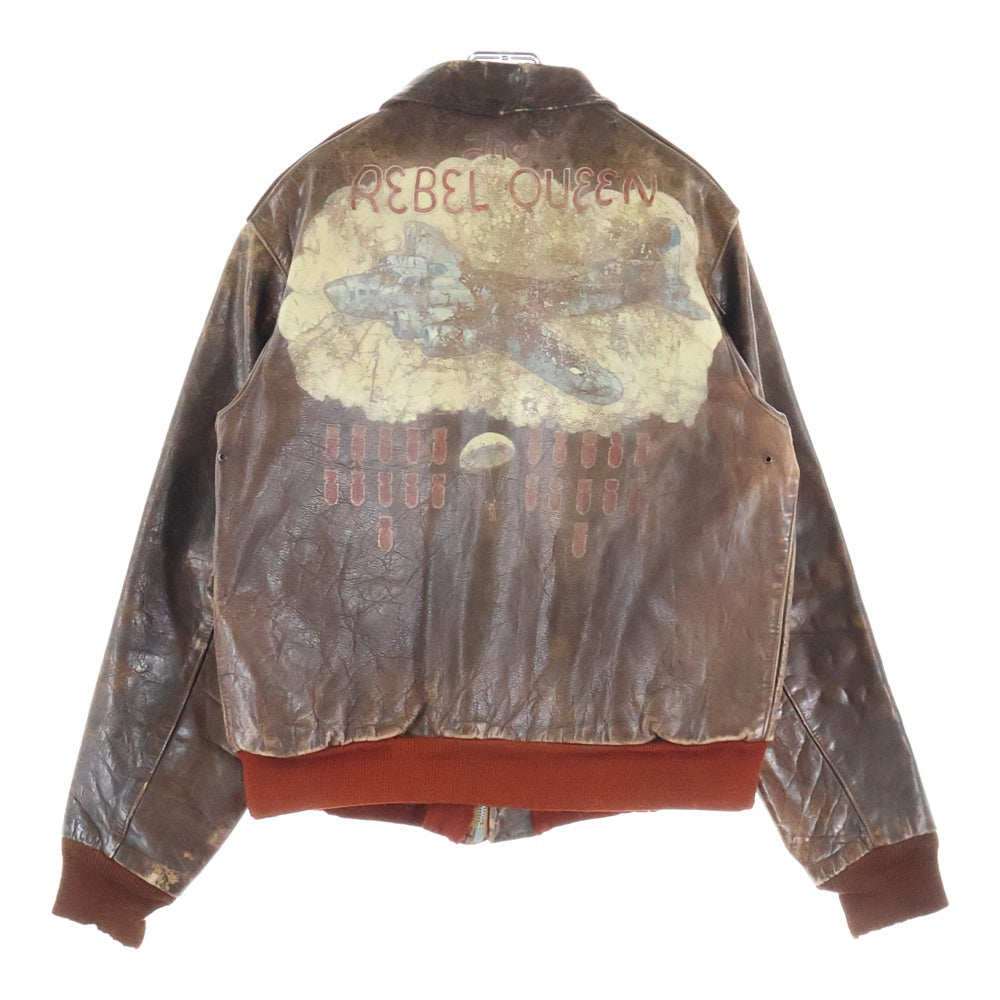 VINTAGE(ヴィンテージ) 40s A-2 Figth Jacket REBEL QUEEN フライトジャケット バックペイント レザー ジャケット ブラウン